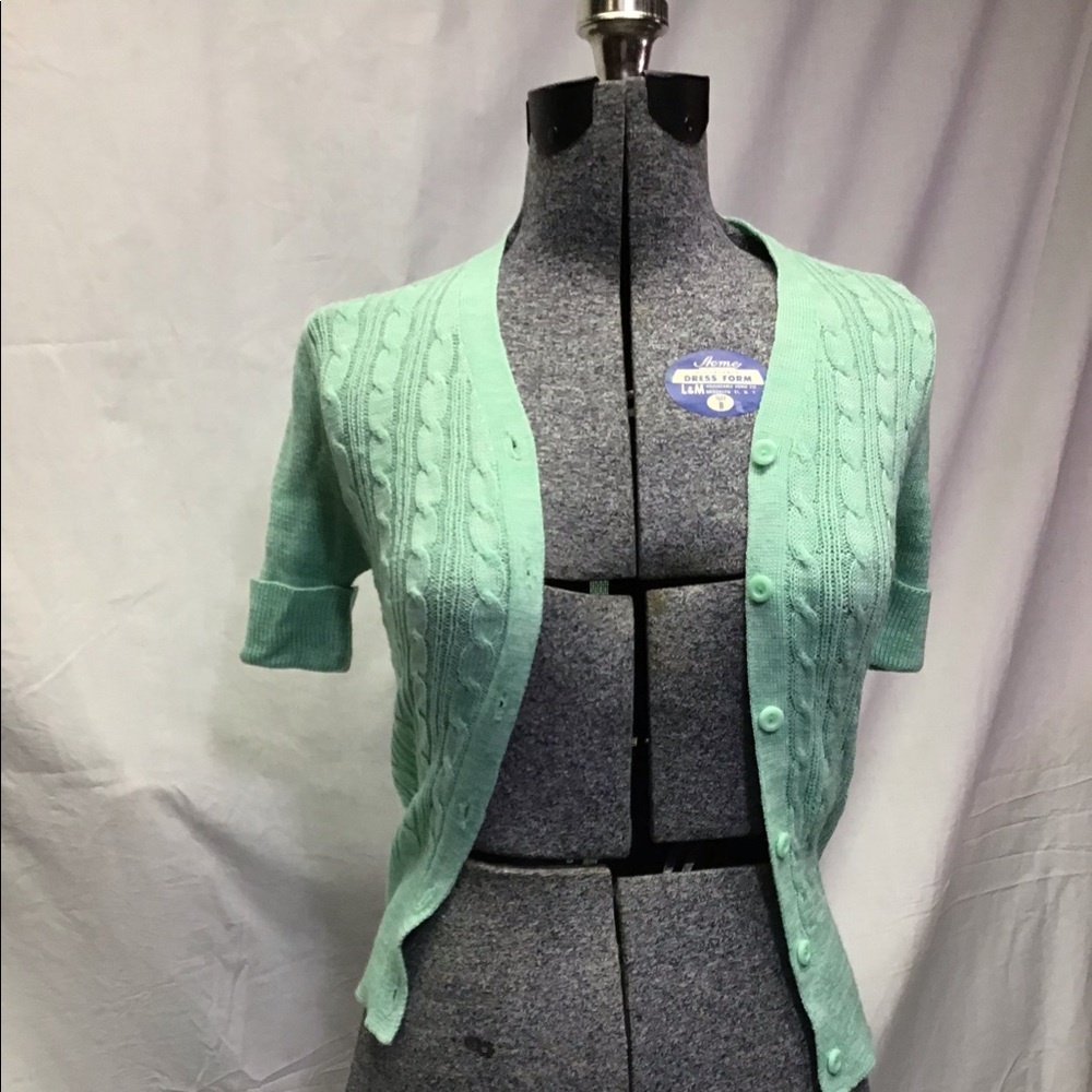 Vintage Marled Cable-knit Short Sleeved Cardigan